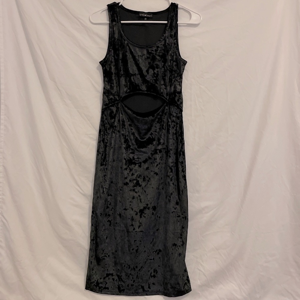 Velvet black dress, never worn and has a belly opening